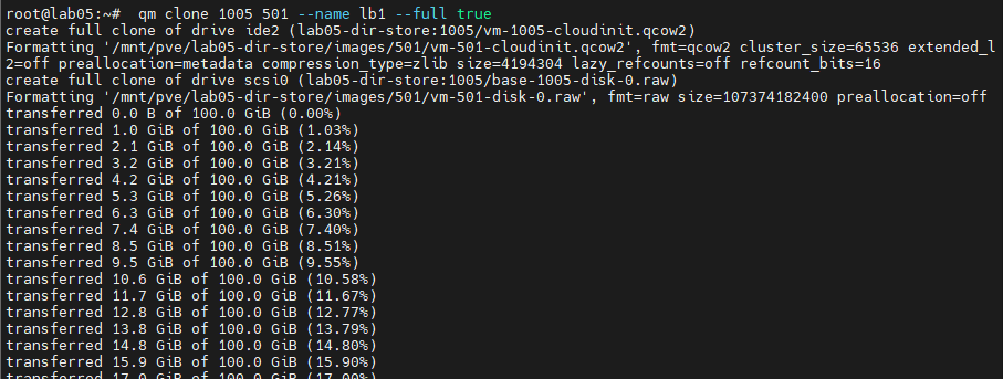 qm lb proxmox commands